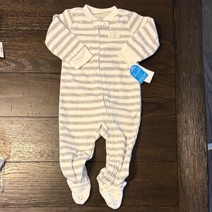 Carter's Gray and White Striped Footie